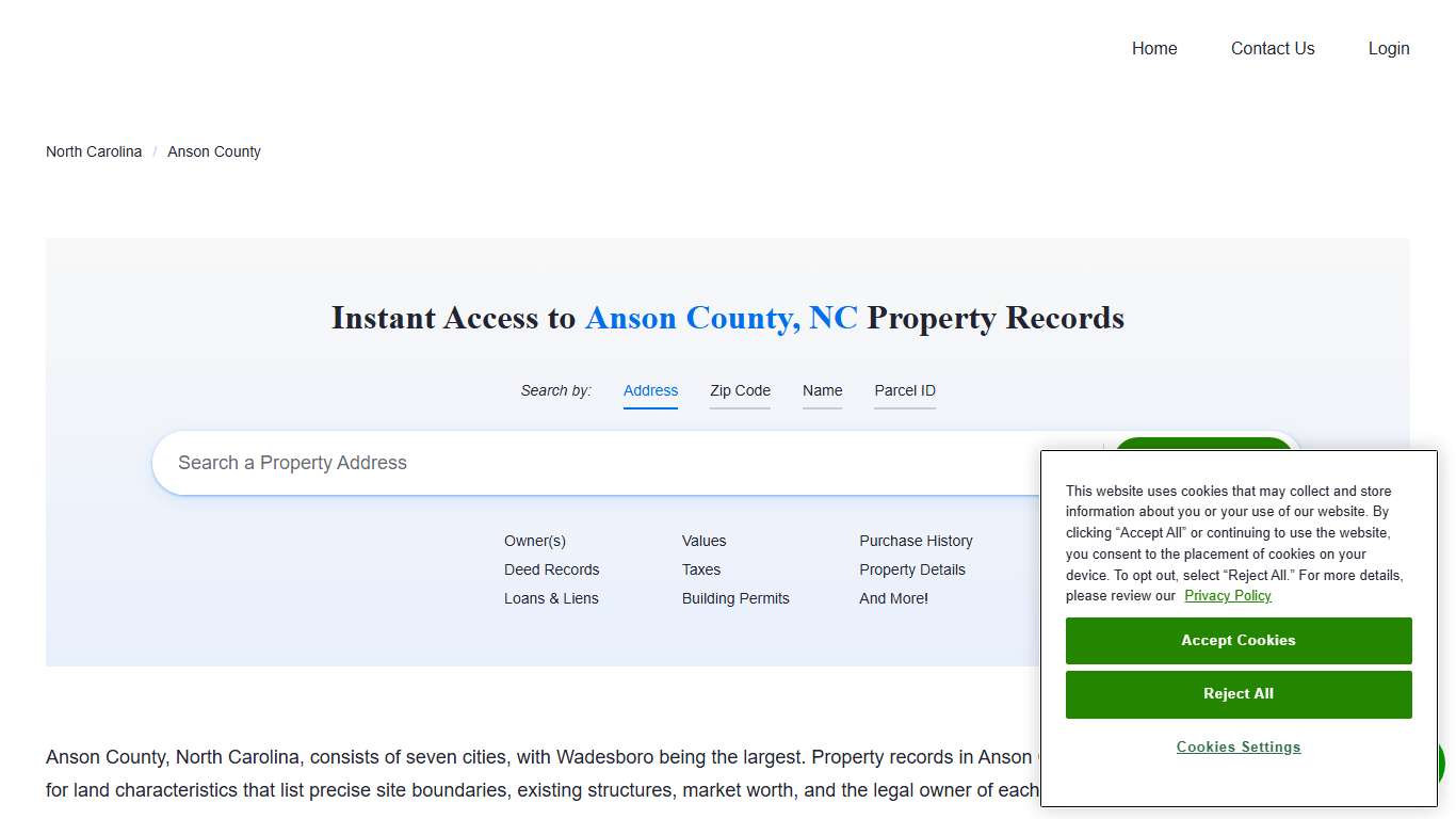 Anson County Property Records | Owners, Deeds, Permits
